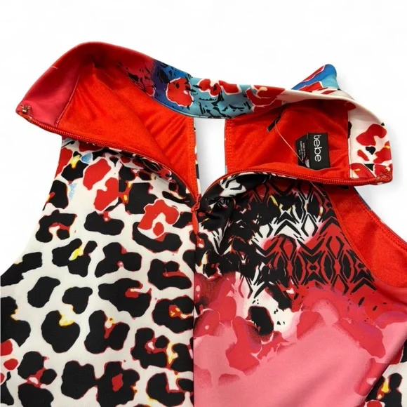 bebe - NWT Red and Blue, Multicolored, Patterned Mini Dress - Picture 4 of 7